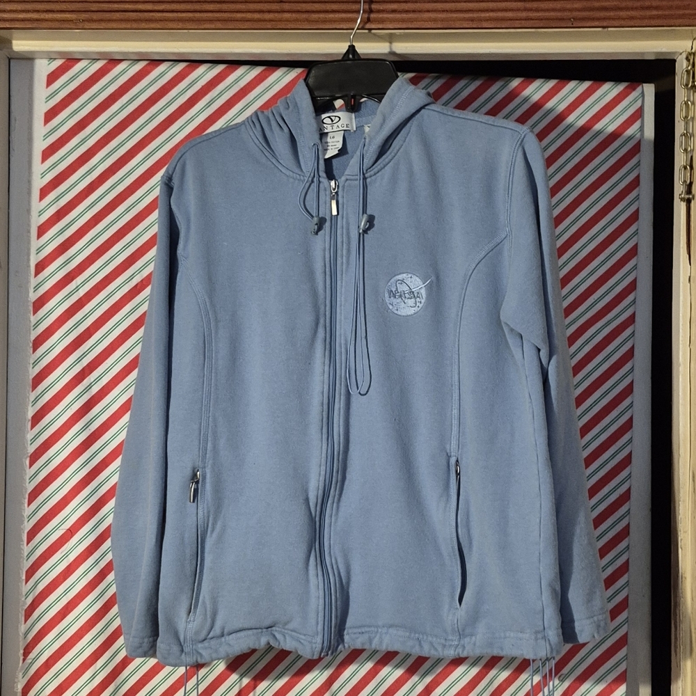 Blue NASA hoodie with embroidered logo Womens Activewear